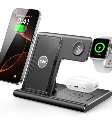 3 in 1 Wireless Charging Sation for Multiple Devices 15W Fast Charging Stand