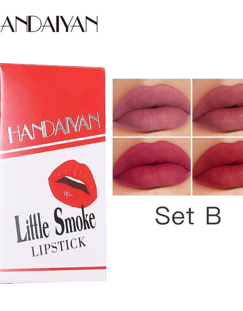 Load image into Gallery viewer, Creative Cigarette Lipstick Set 4 Colors Matte Long Lasting Waterproof Matt Lip Stick Tube Nude Red Lips Makeup
