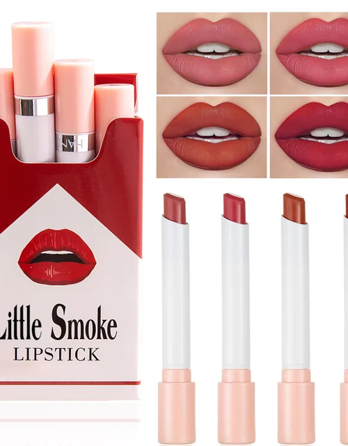 Load image into Gallery viewer, Creative Cigarette Lipstick Set 4 Colors Matte Long Lasting Waterproof Matt Lip Stick Tube Nude Red Lips Makeup
