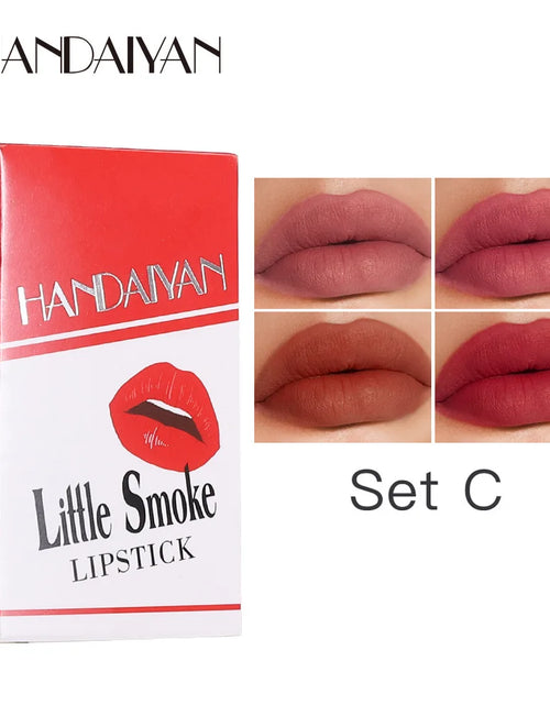 Load image into Gallery viewer, Creative Cigarette Lipstick Set 4 Colors Matte Long Lasting Waterproof Matt Lip Stick Tube Nude Red Lips Makeup
