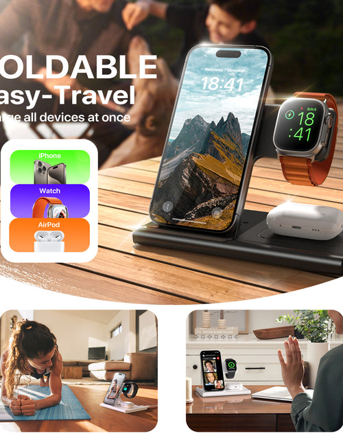 Load image into Gallery viewer, 3 in 1 Wireless Charging Sation for Multiple Devices 15W Fast Charging Stand
