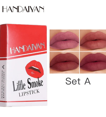 Creative Cigarette Lipstick Set 4 Colors Matte Long Lasting Waterproof Matt Lip Stick Tube Nude Red Lips Makeup