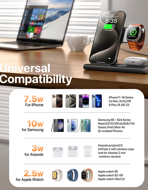 Load image into Gallery viewer, 3 in 1 Wireless Charging Sation for Multiple Devices 15W Fast Charging Stand
