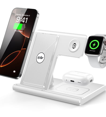 3 in 1 Wireless Charging Sation for Multiple Devices 15W Fast Charging Stand